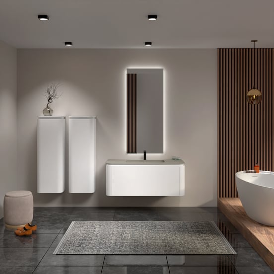 Balmani Moon hängender Säulenschrank links weiß matt 44 x 32 x 130 cm