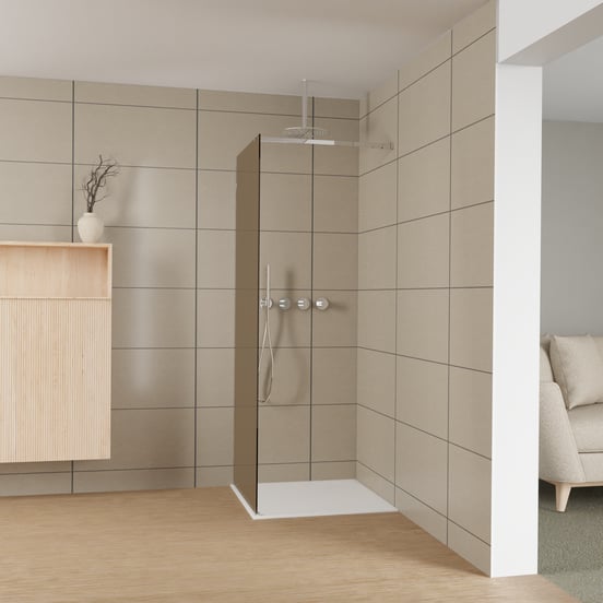 Balmani Modular douche à l'italienne: 80 x 200 cm, Verre bronze, Profil Chrome brillant