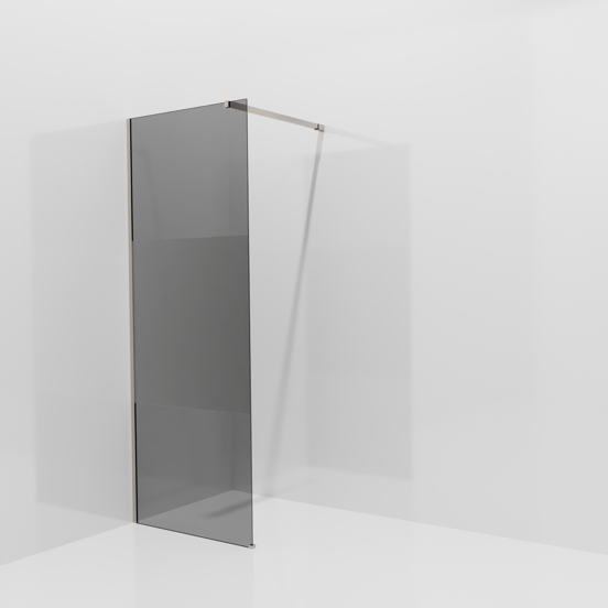 Balmani Modular douche à l'italienne: 80 x 200 cm, Verre fumé avec bande mate, Profil Brushed CoolMetal