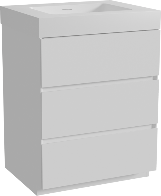 Storke Edge staand badmeubel 65 x 52 cm mat wit met Mata High enkele wastafel in solid surface mat wit