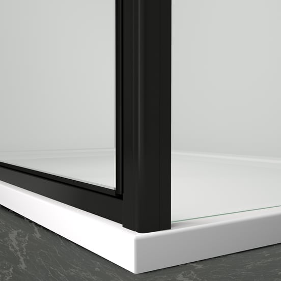 Luca Varess Morano paroi de douche avec porte coulissante et paroi latérale fixe 140 x 80 cm verre transparent profil noir mat