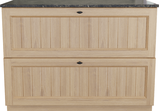 Balmani Lemon freistehendes Möbelstück Set: 120 x 55 cm, Naturbelassene Eiche Furnier, mit Stretto Einzel- oder Doppel Waschtischplatte, Dark Emperador