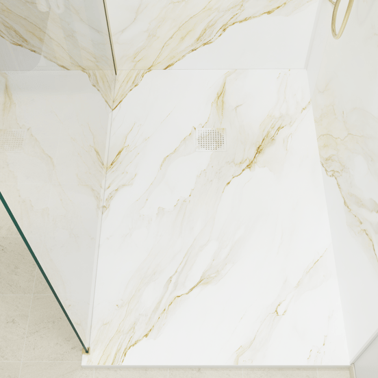 Luca Varess Suite receveur de douche 140 x 90 cm marbre composite Marble Gold 