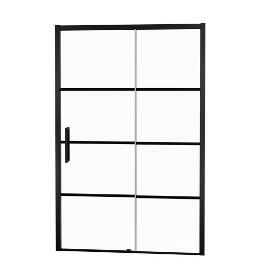 Balmani Senses Design Dusche Schiebetür, Rechts, 160 cm x 210 cm, Lined Glas, Profil Schwarz