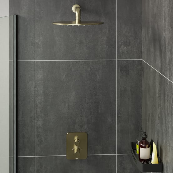 Blaufoss Round 300 rond regendouchekop met wand douchearm 30 cm Brushed Champagne Gold