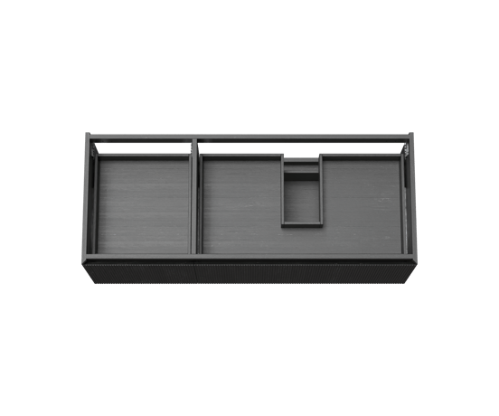 Balmani Fila hängender Waschbeckenunterschrank: 135 x 55 cm, asymmetrisch rechts, Eiche Schwarz, Furnierholz, 4 Schubladen