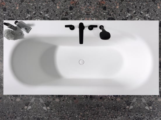 Balmani Rallanta Cresta baignoire îlot rectangulaire 180 x 90 cm Solid Surface blanc mat