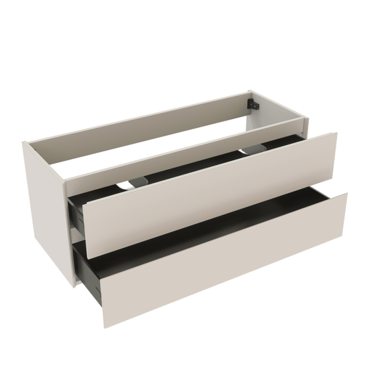 Storke Edge meuble sous-lavabo suspendu 120 x 46 cm blanc mat 2 tiroirs 2 découpés de siphon