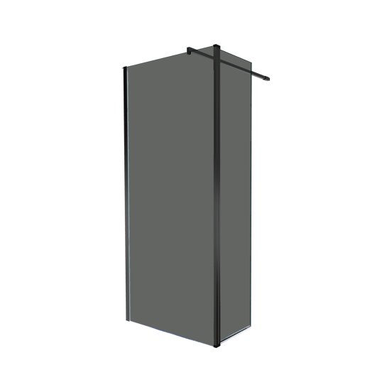 Balmani Move inloopdouche met beweegbare zijwand 100 x 200 cm rookglas met coating, mat zwart profiel