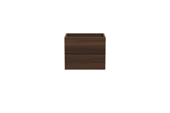 Storke Edge zwevende wastafelonderkast 60 x 46 cm notelaar 2 lades