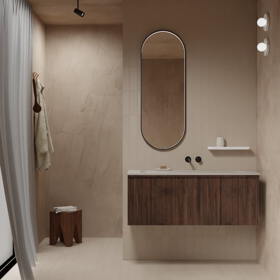 Balmani Secret Black ovaal badkamerspiegel zwart 45 x 120 cm met spiegelverlichting en anti-damp