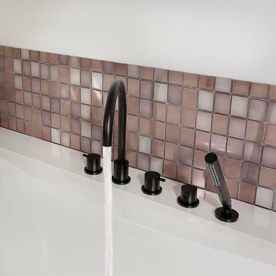 Blaufoss Round 5-gats badrandkraan met douchekop Mat Zwart