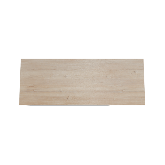 Storke Edge hängendes Möbelstück Set: 140 x 52 cm, Weiß glänzend, mit Panton Einzel- oder Doppel Waschtischplatte, Melamin Rohe Eiche