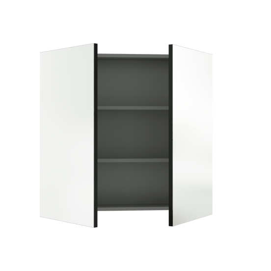 Linie Montro Spiegelschrank Bad: 80 x 75 cm, Schwarz Matt