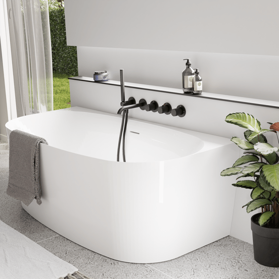 Luca Varess Sutilo halfvrijstaand bad 160 x 75 cm acryl Glanzend Wit