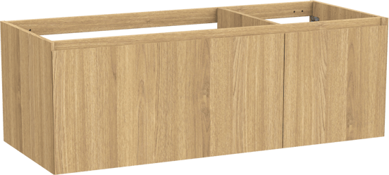 Balmani Idra hängender Waschbeckenunterschrank: 135 x 55 cm, asymmetrisch links, Eiche Natur, Furnierholz, 4 Schubladen