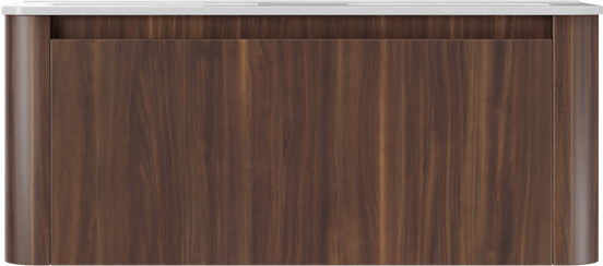 Storke Soft meuble salle de bains suspendu 120 x 46 cm noyer avec Kera Soft double vasque en porcelaine blanc brillant