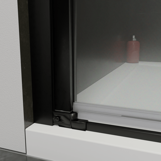 Luca Varess Kuresa douche pendeldeur 80 x 200 cm helder glas met matte strook mat zwart profiel