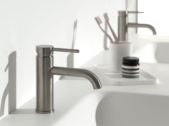 Blaufoss Round wastafelkraan Brushed CoolMetal