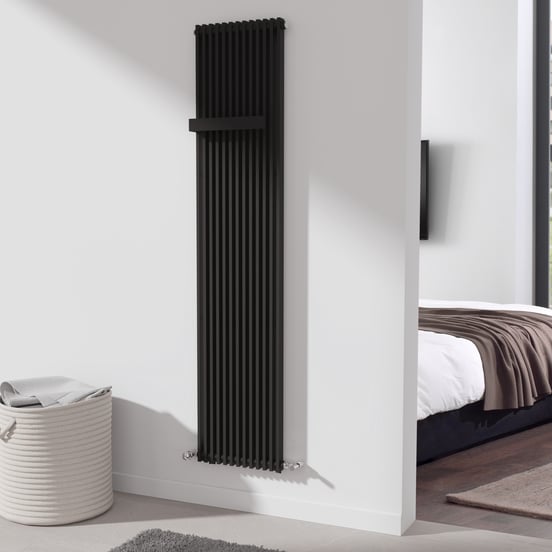 Vipera Corrason radiateur de salle de bains simple 40 x 180 cm chauffage central noir mat raccordement latéral 1.212W