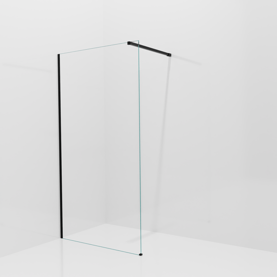 Balmani Modular inloopdouche: 110 x 200 cm, Helder glas met coating, Mat zwarte profielen