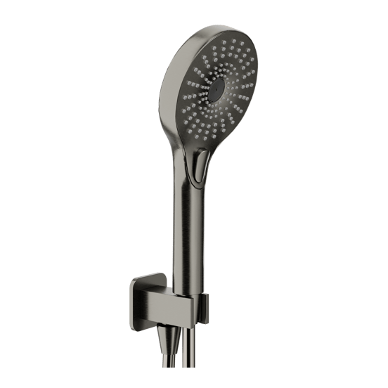 Blaufoss Onos Handbrause-Set: inkl. Wandanschlussbogen: 3jet, Brushed GunMetal