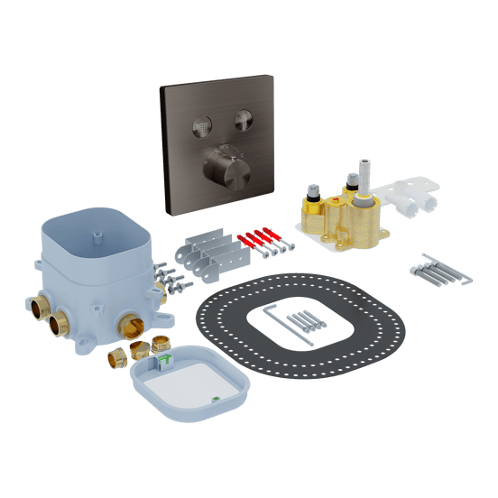 Blaufoss Smartbox Switch-Line thermostat encastrable 2 sorties Brushed GunMetal incl élément intégré