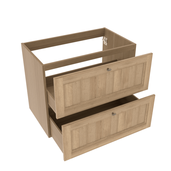 Balmani Lemon stehender Waschbeckenunterschrank: 90 x 55 cm, Eiche verwittert, 2 Schubladen