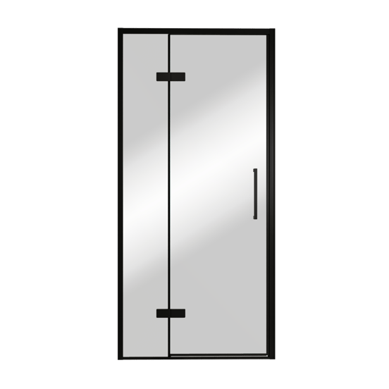 Balmani Senses Design douche draaideur links 100 cm x 210 cm Reflex spiegelglas, Zwarte profielen