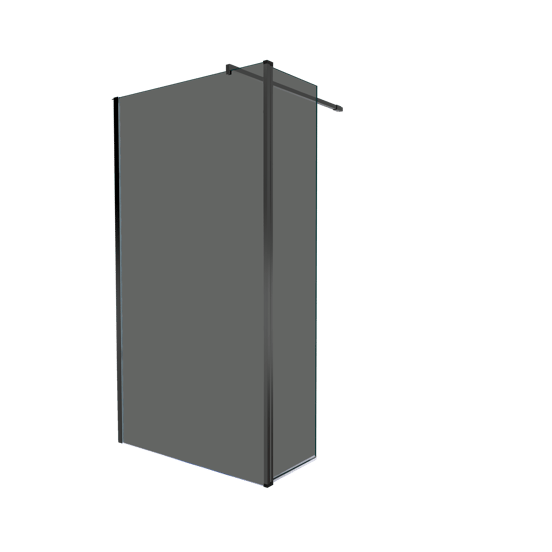 Balmani Move inloopdouche met beweegbare zijwand 120 x 200 cm rookglas met coating, mat zwart profiel