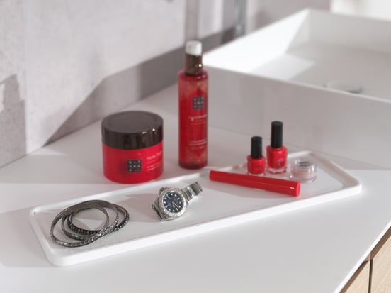 Balmani Testa Kosmetikschale, Solid Surface, weiß, 45 x 14 cm