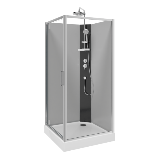Linie Salta cabine de douche avec portes pivotantes 90 x 90 cm verre transparent profil chrome avec robinet