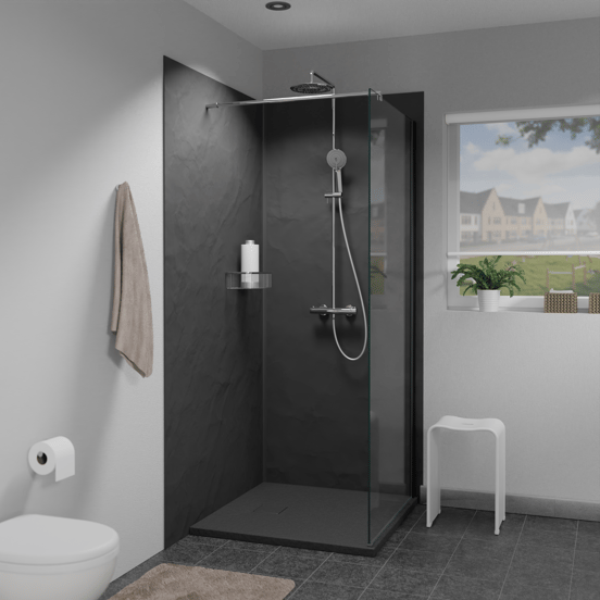 Linie Rumba receveur de douche 90 x 90 cm acrylique gris foncé texture ardoise