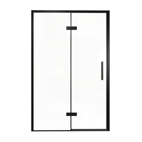 Balmani Senses Design douche draaideur links 140 cm x 210 cm Helder glas, Zwarte profielen