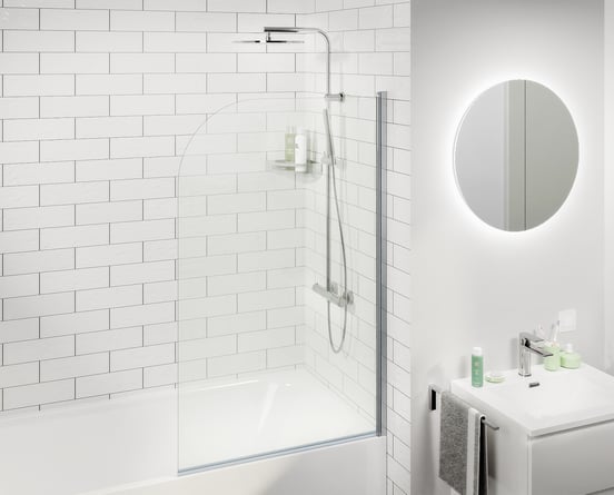 Linie Milos Badewannenaufsatz: 85 cm, Chrom Profil