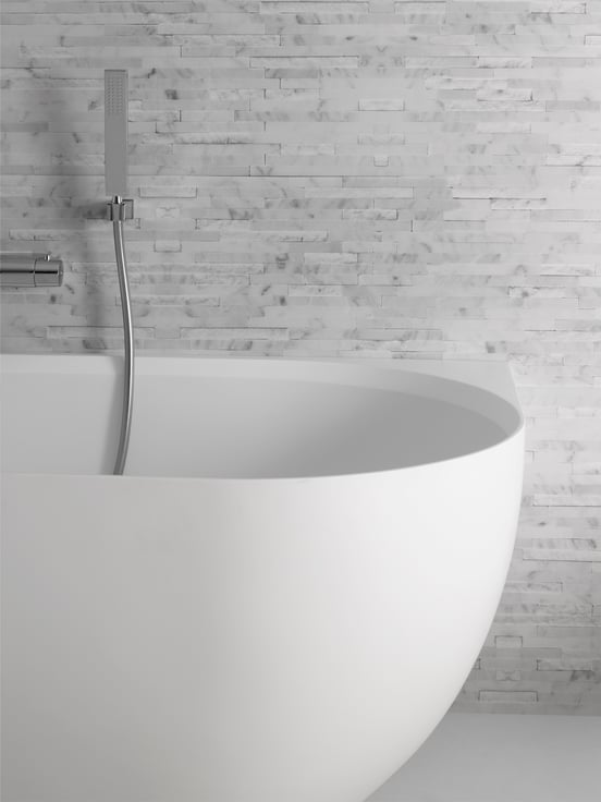Balmani Forte baignoire d'angle gauche duo 175 x 78 cm Solid Surface blanc mat