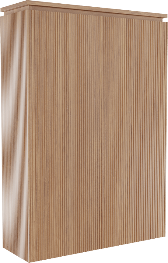 Balmani Eclips Ribs zwevende kolomkast Teakhout 90 x 32 x 130 cm vert. sym. groef