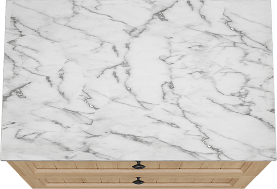 Balmani Lemon freistehendes Möbelstück Set: 90 x 55 cm, Naturbelassene Eiche Furnier, mit Stretto Einzel Waschtischplatte, Carrara