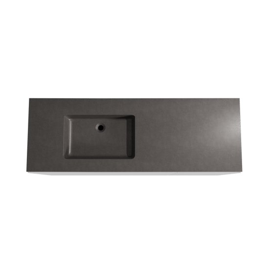 Storke Edge freistehendes Möbelstück Set: 150 x 52 cm, Weiß matt, mit Scuro Waschtisch links, Quarz Schwarz matt