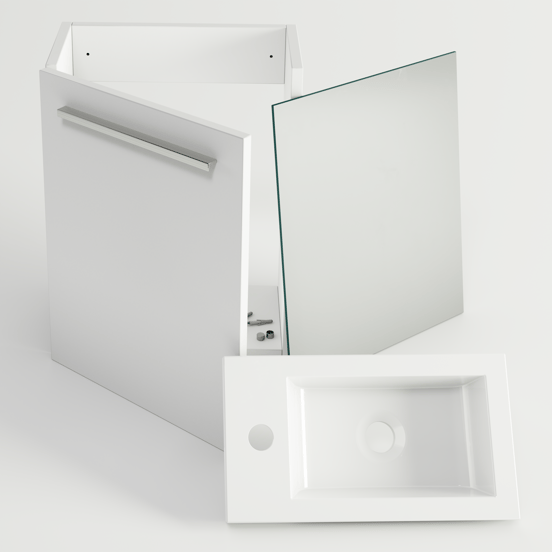 SanyOne Roxy meuble wc suspendu 40 x 22 cm blanc avec Roxy plan vasque en marbre composite brillant