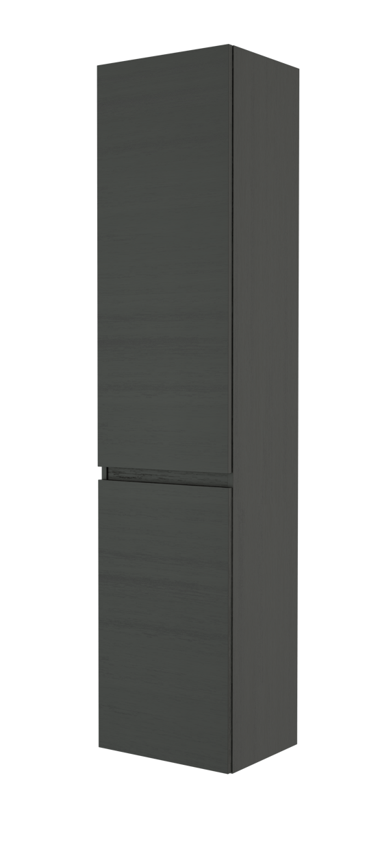 Balmani Lucida Badhochschrank: Stehend, rechts, Eiche Schwarz, 45 x 35 x 195 cm