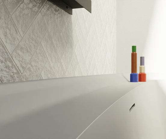 Luca Varess Sutilo ovale baignoire îlot 170 x 80 cm acrylique grise avec tablette intégrée