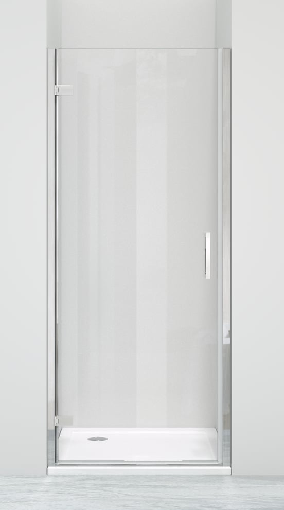 Luca Varess Nona porte pivotante 90 x 200 cm verre transparent profil chrome brillant