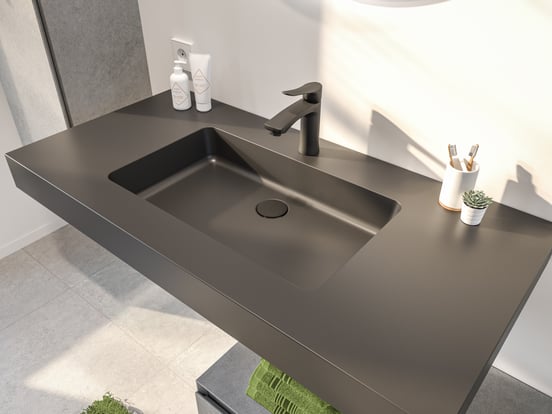 Storke Scuro High Einzelwaschtisch, Quarz matt, 105 x 52 cm