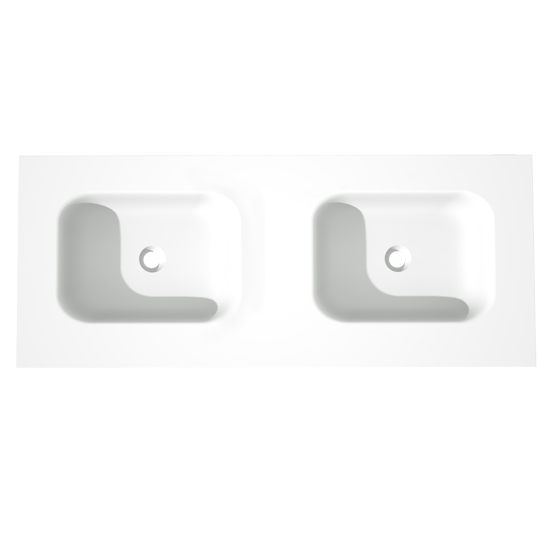 Balmani Tablo Arcato Doppelwaschtisch, Solid Surface matt, 135 x 55 cm, Ablaufventil nicht inklusive