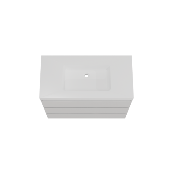 Storke Edge freistehendes Möbelstück Set: 105 x 52 cm, Weiß glänzend, mit Mata High Einzelwaschtisch, Solid Surface Weiß matt