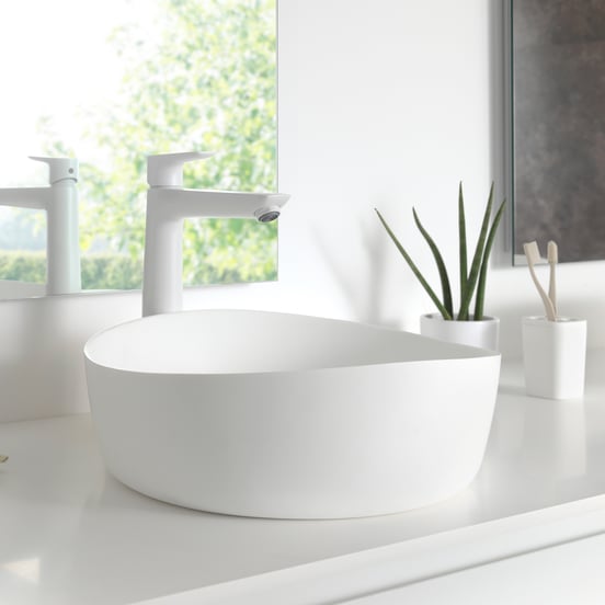 Balmani Jezi Aufsatzwaschbecken: Solid Surface, matt, rund, Ø 37,5 cm