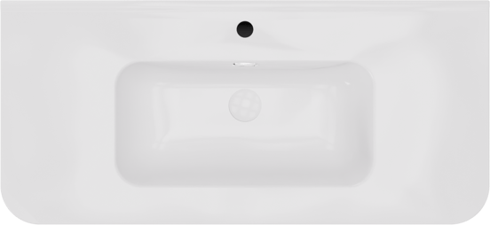 Storke Soft hängendes Möbelstück Set: 100 x 46 cm, Eiche rau, mit Kera Soft Einzelwaschtisch Keramik Weiβ glänzend