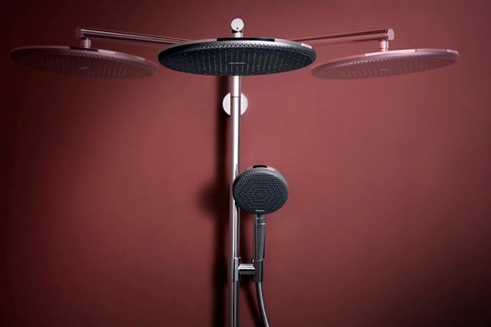 Hansgrohe Raindance Alive S Puro Showerpipe Duschsystem 300 1jet mit Ecostat Element Thermostat, Chrom Glänzend