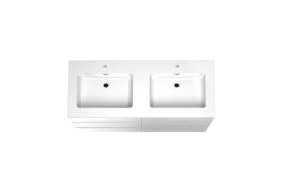 Storke Edge staand badmeubel 130 x 52 cm hoogglans wit met Diva dubbele wastafel in composietmarmer hoogglans wit